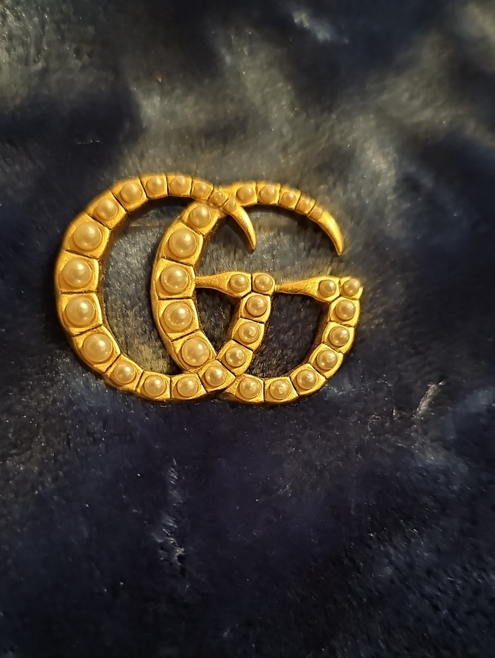 Gold Double-G Pearl Accent Brooch - Designer-Inspired